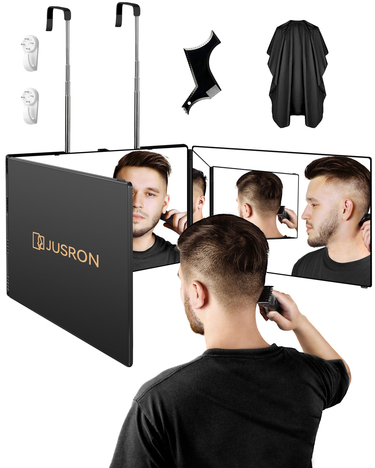 JUSRON 360 Viewing Angle Self Hair Cutting Mirror front view
