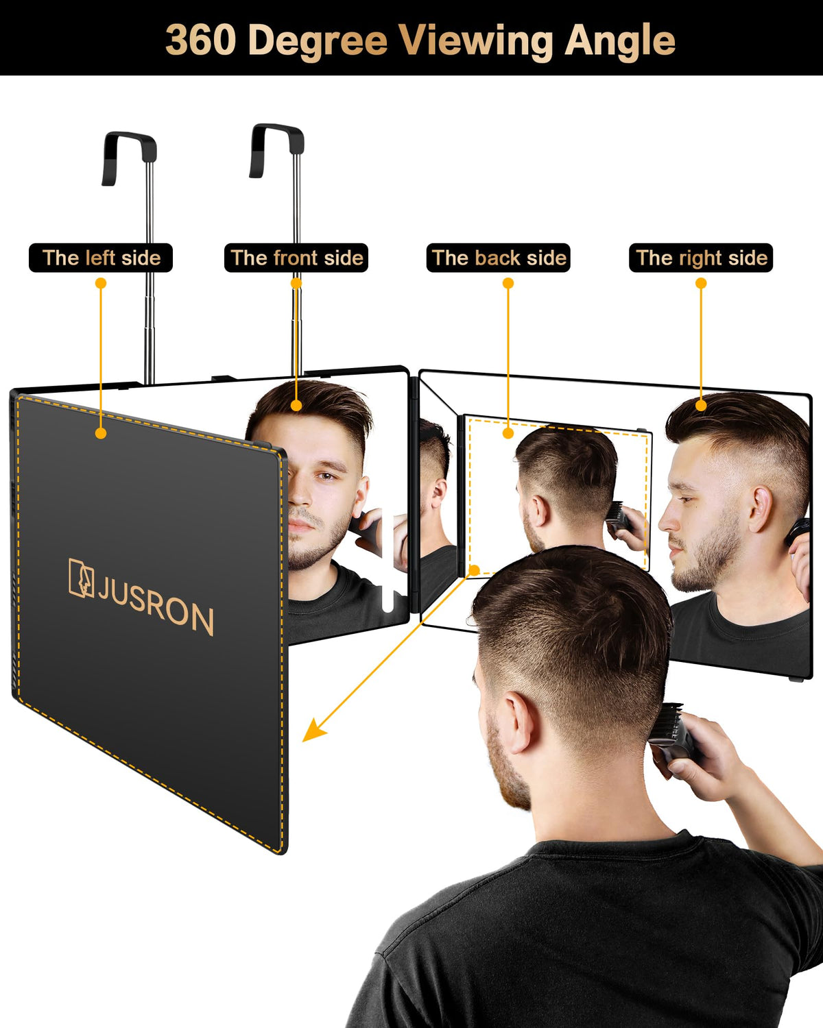 JUSRON hair cutting mirror with LED lights