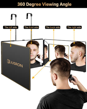 JUSRON hair cutting mirror with LED lights