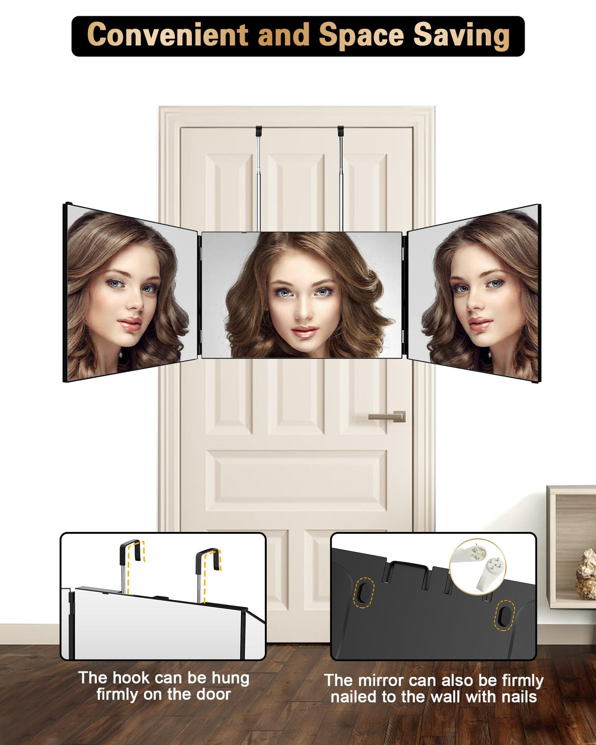 JUSRON mirror demonstrating its 360° viewing angle