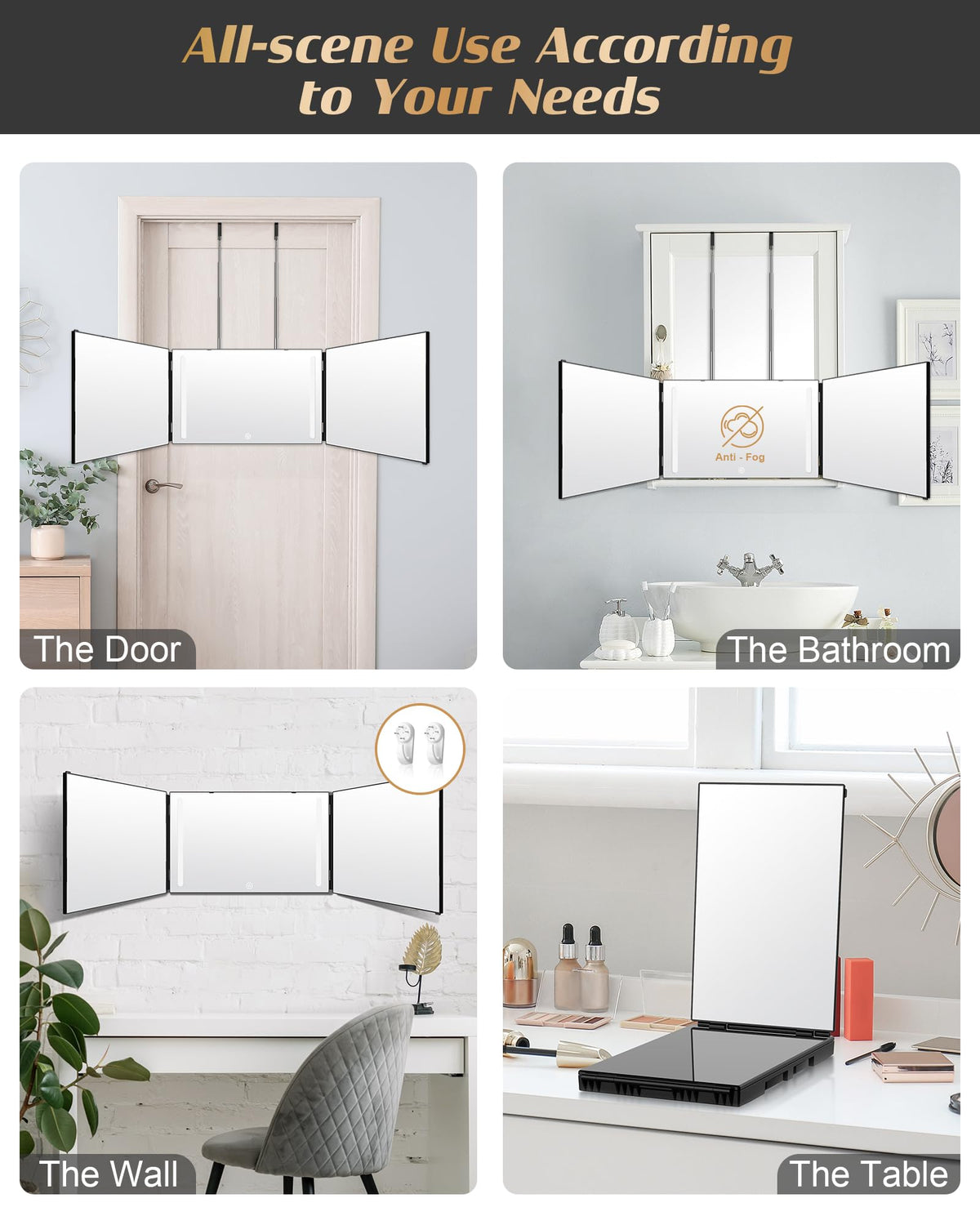 JUSRON Self Hair Cutting Mirror hanging on a door