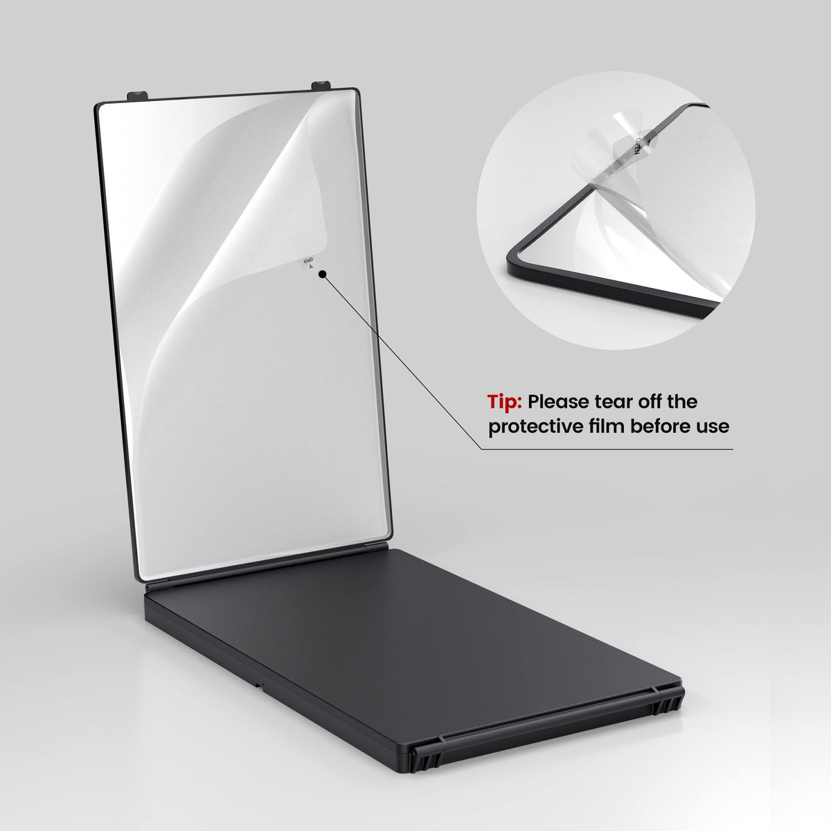 JUSRON Self Hair Cutting Mirror packaging with protective film
