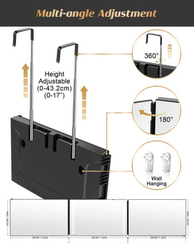 JUSRON Self Hair Cutting Mirror side view showing adjustable height feature