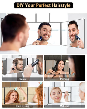 JUSRON Self Hair Cutting Mirror used on a table for hair styling