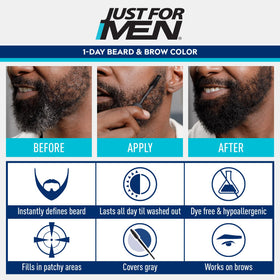Just for Men 1-Day Beard & Brow Color Black in use