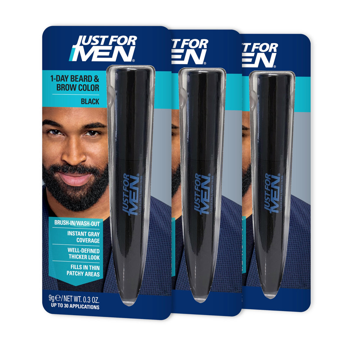 Just for Men 1-Day Beard & Brow Color Black packaging front view
