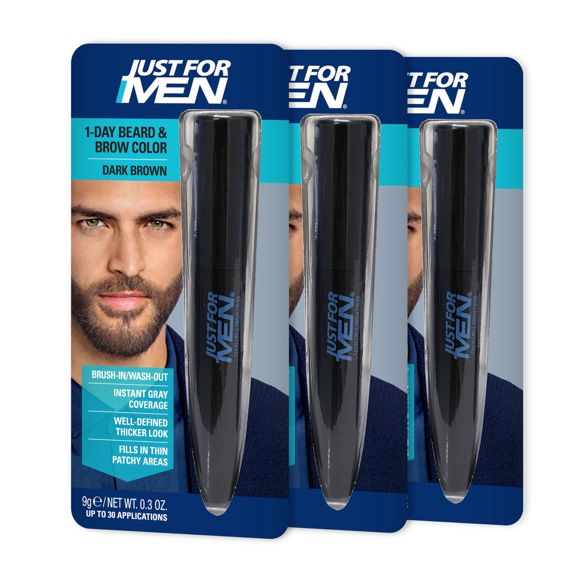 Just for Men 1-Day Beard & Brow Color Dark Brown packaging front view