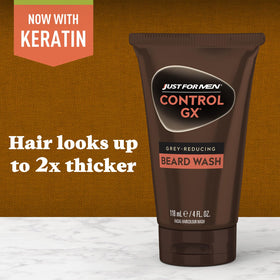 Just for Men Control GX Beard Wash in a bathroom setting
