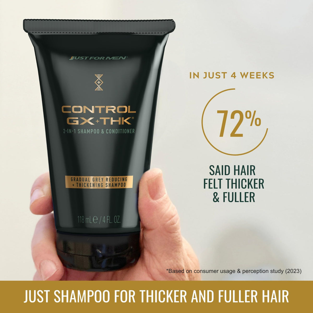 Just for Men Control GX + THK Shampoo & Conditioner bottle side view