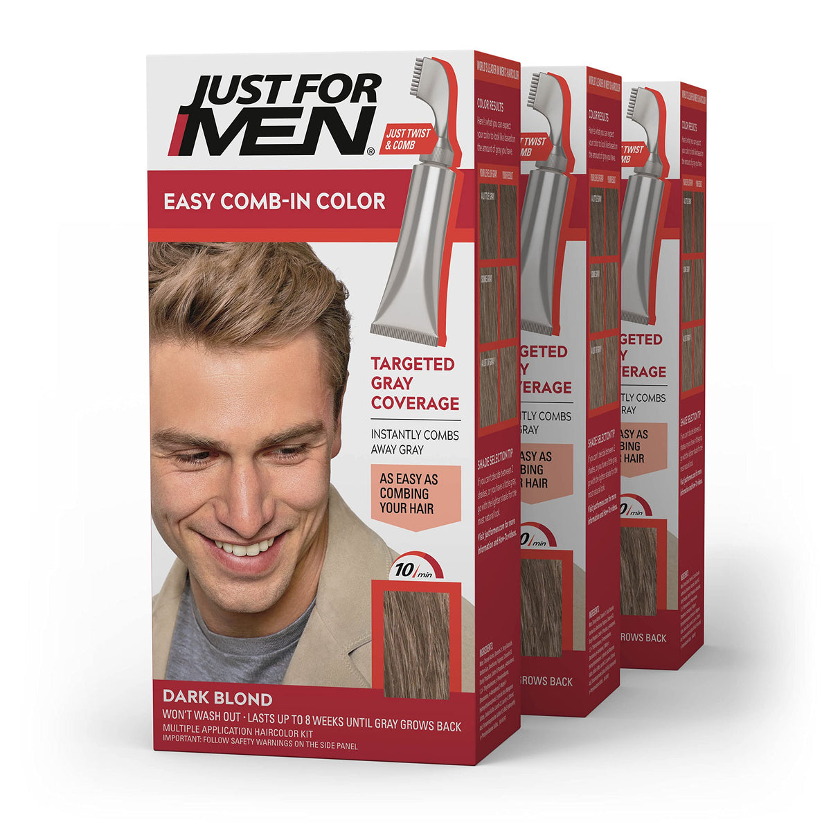 Just for Men Easy Comb-In Color Dark Blond 3 Pack front view