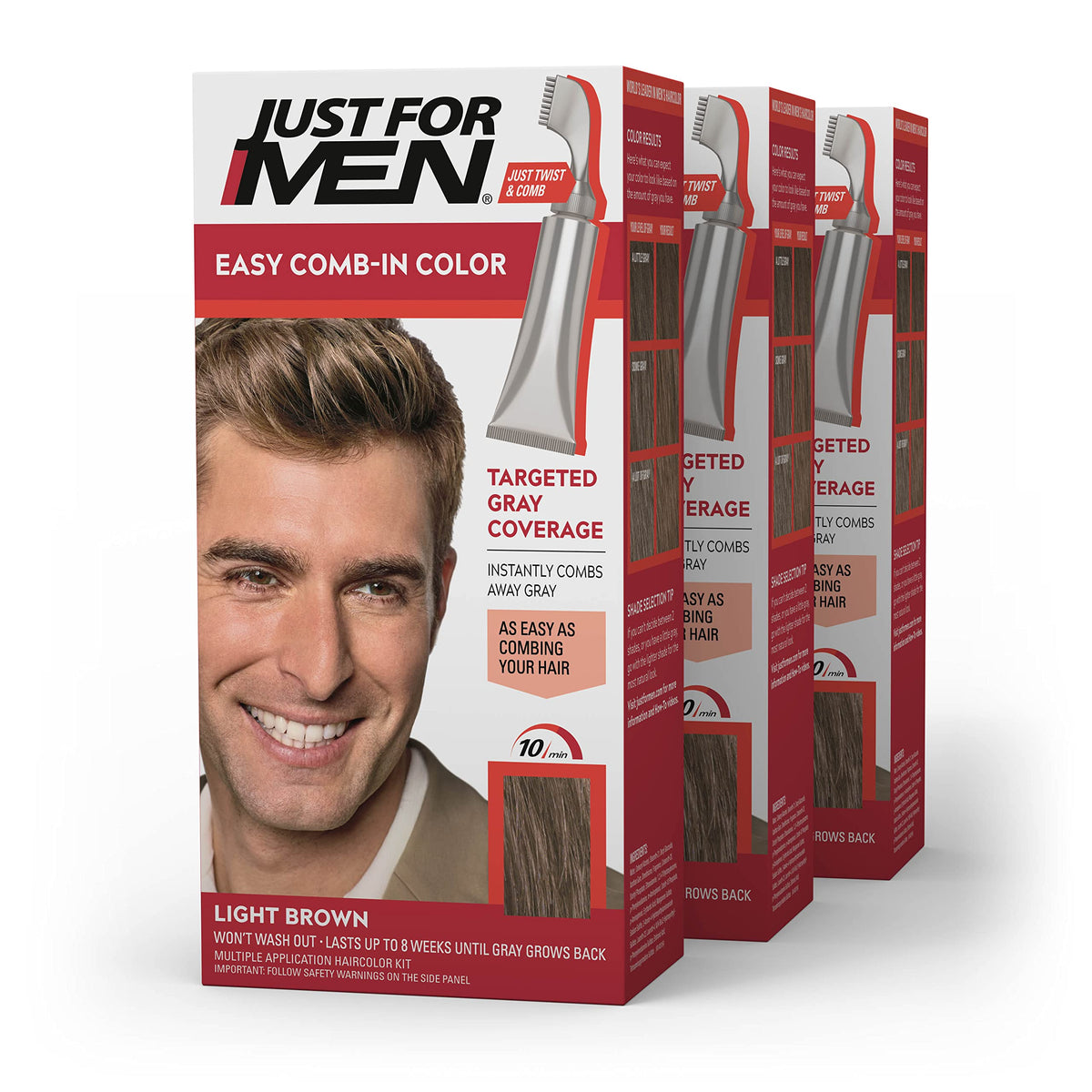 Just for Men Easy Comb-In Color Light Brown A-25 packaging front view