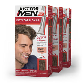Just for Men Easy Comb-In Color Light-Medium Brown 3 Pack front view