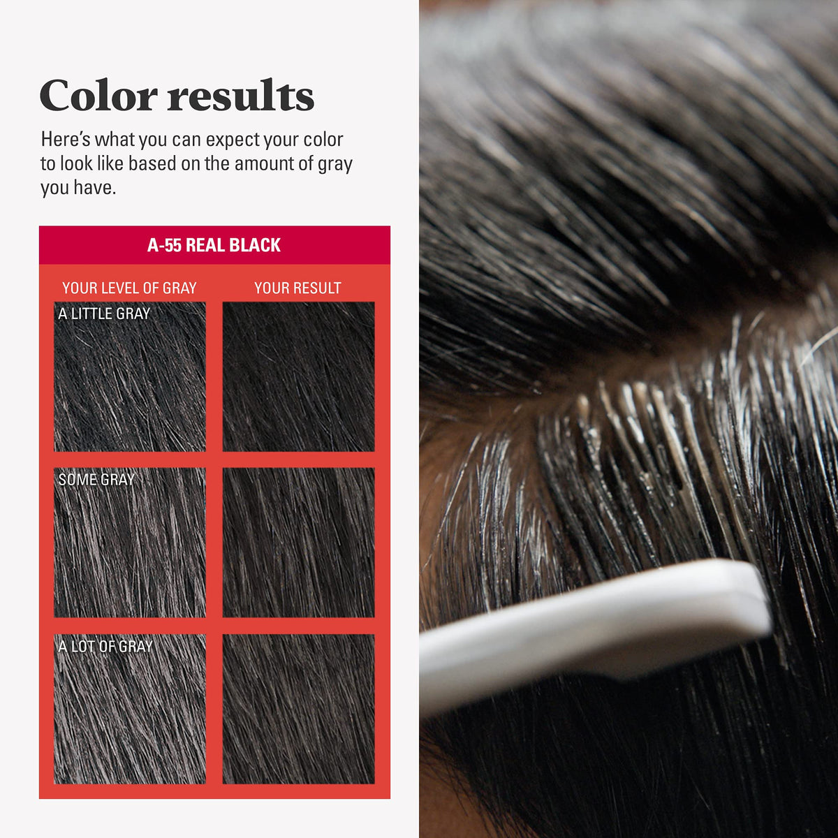 Just for Men Easy Comb-In Color, Real Black A-55 shade selection