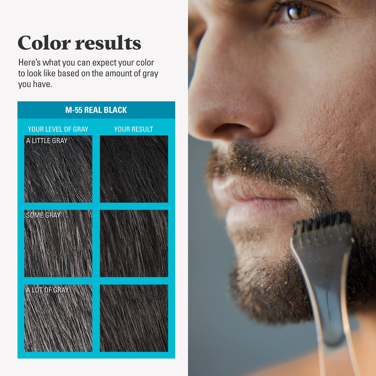 Just for Men Mustache & Beard Dye Black M-55 on a bathroom counter