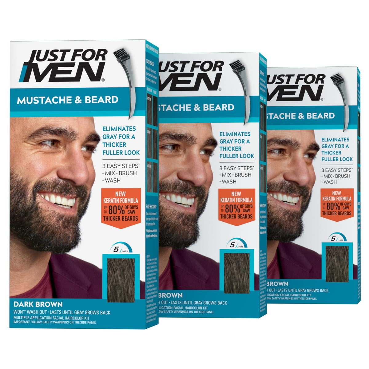 Just for Men Mustache & Beard Dye Dark Brown M-45 box front view