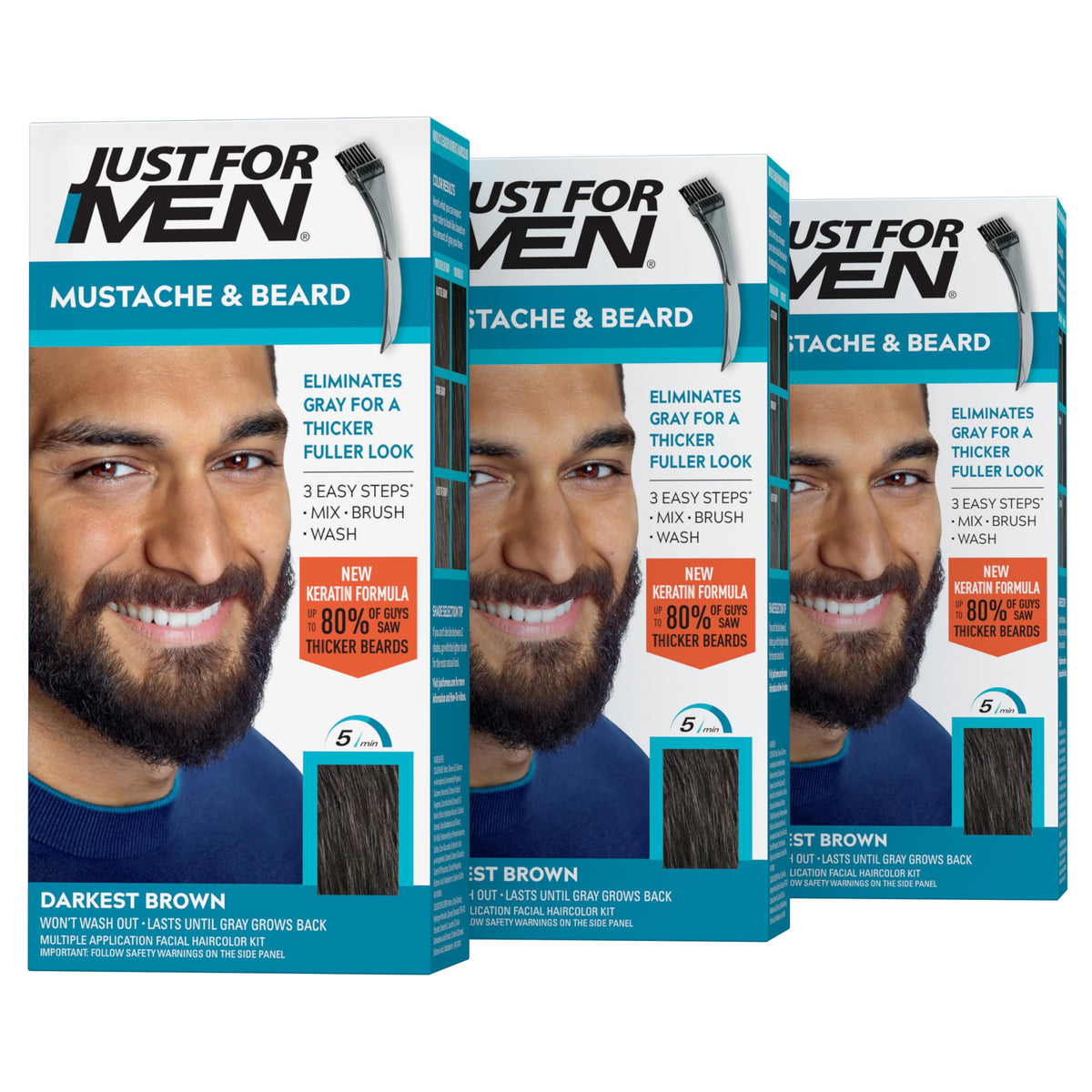 Just for Men Mustache & Beard Dye Darkest Brown M-50 front view