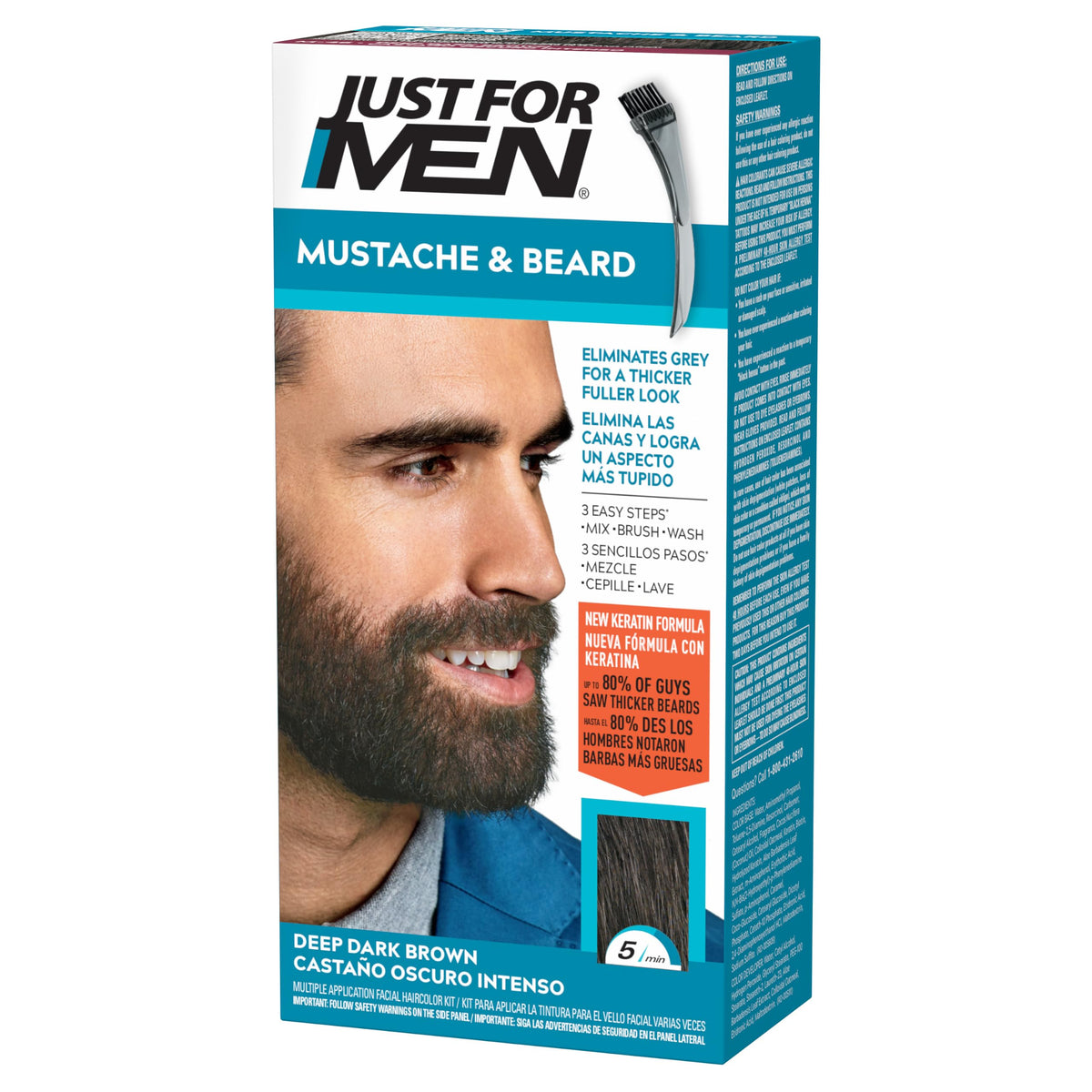 Just for Men Mustache & Beard Dye Deep Dark Brown M-46 front view