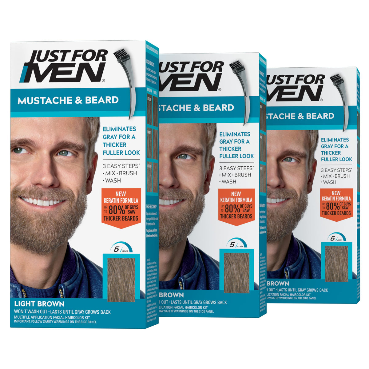 Just for Men Mustache & Beard Dye Light Brown M-25 front view
