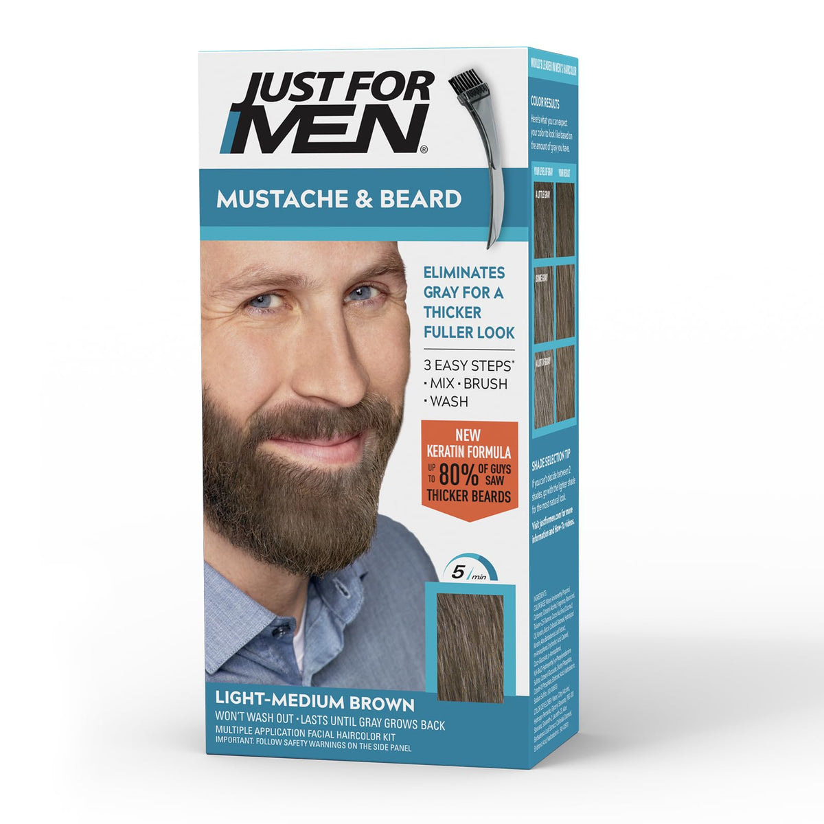 Just for Men Mustache & Beard Dye Light-Medium Brown M-30 front view