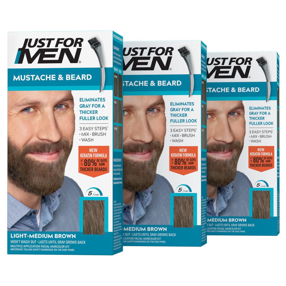 Just for Men Mustache & Beard Dye Light-Medium Brown M-30 front view
