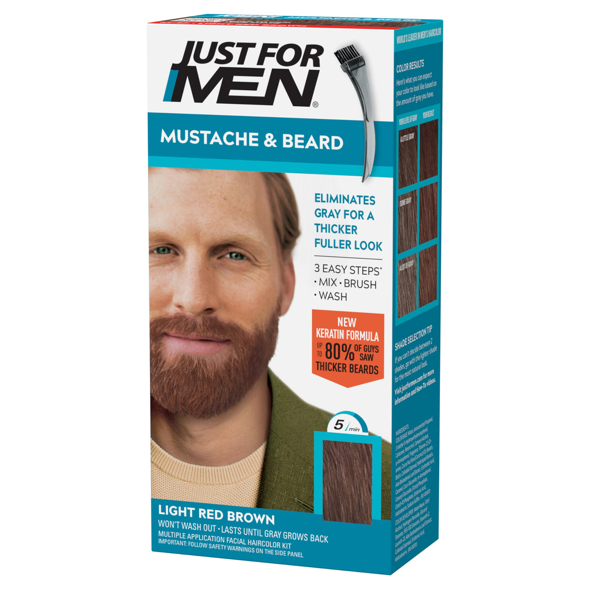 Just for Men Mustache & Beard Dye Light Red Brown M-27 front view