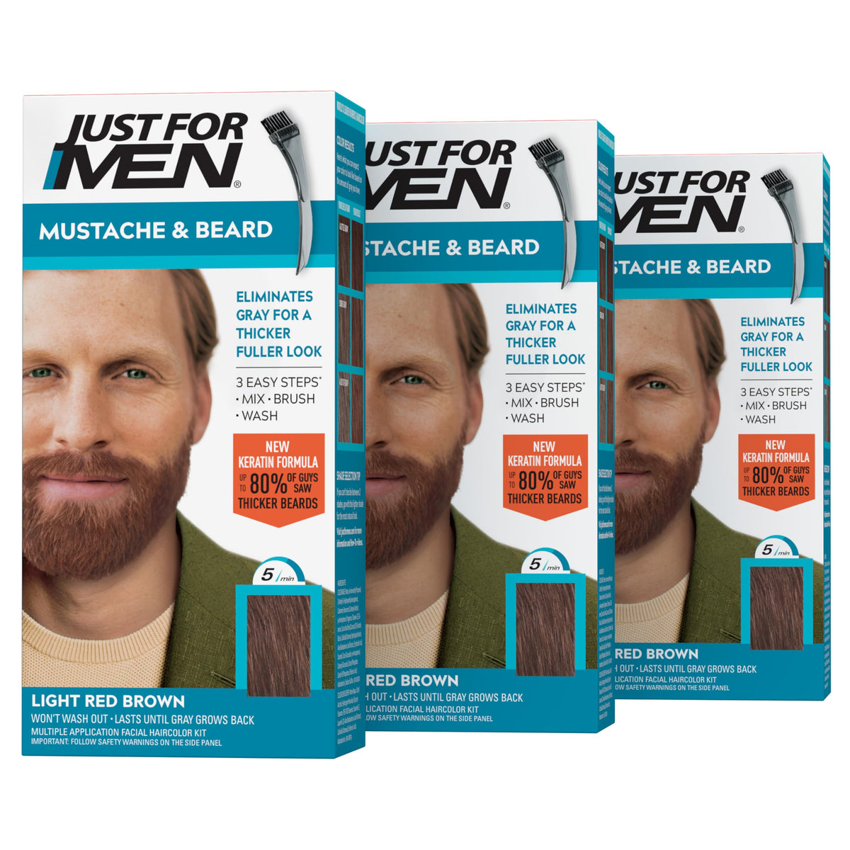 Just for Men Mustache & Beard Dye Light Red Brown M-27 front view