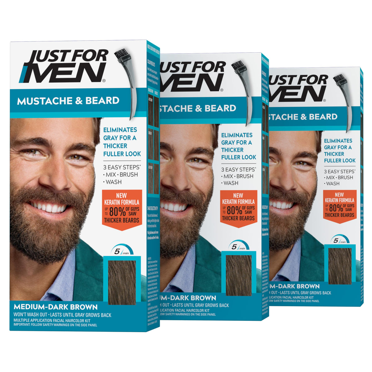 Just for Men Mustache & Beard Dye Medium-Dark Brown M-40 front view