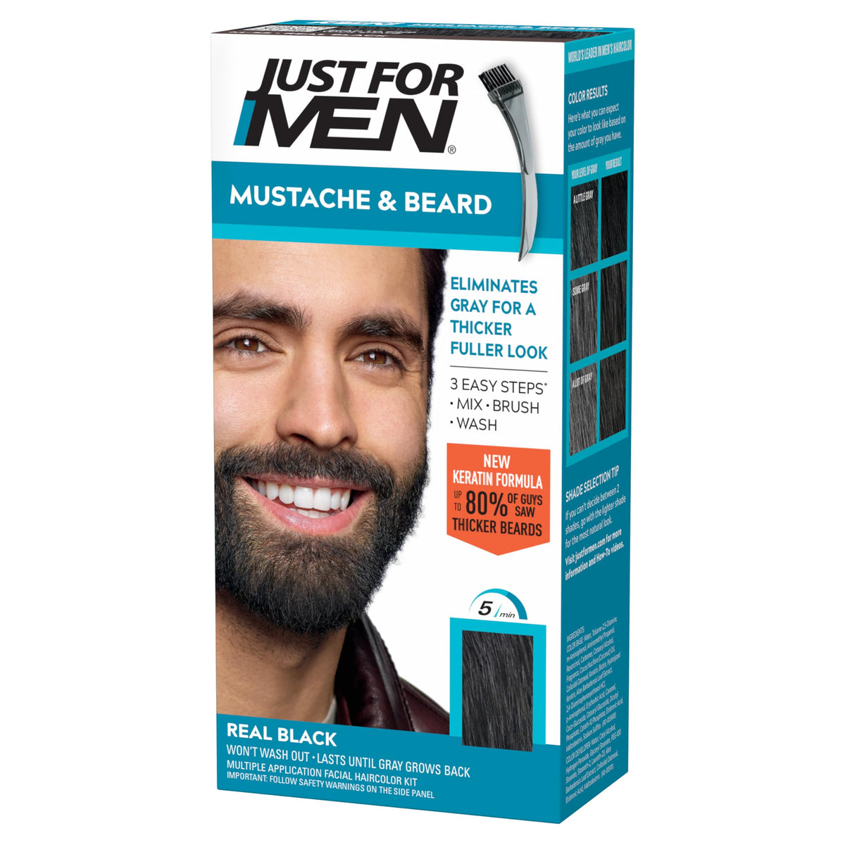 Just for Men Mustache & Beard Dye Real Black M-55 front view