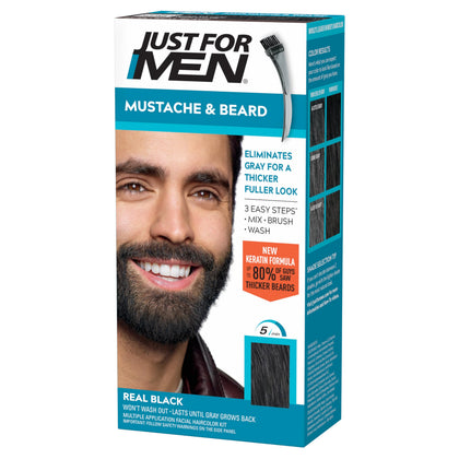 Just for Men Mustache & Beard Dye Real Black M-55 front view