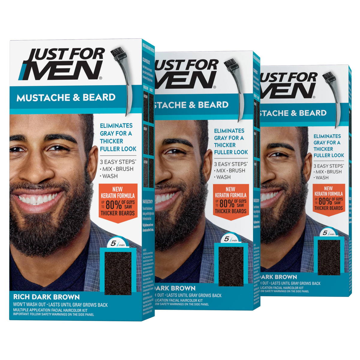 Just for Men Mustache & Beard Dye Rich Dark Brown M-47 front view