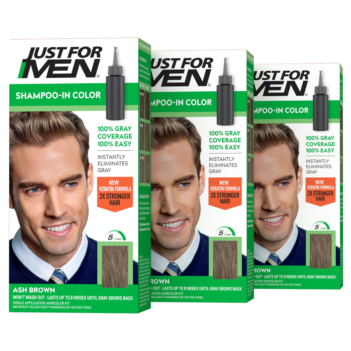 Just for Men Shampoo-In Color Ash Brown H-20 front view