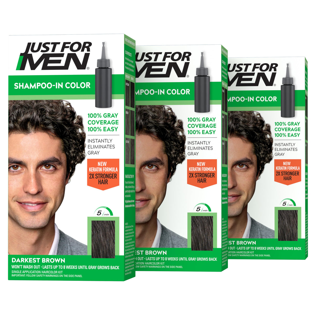 Just for Men Shampoo-In Color Darkest Brown H-50 front view