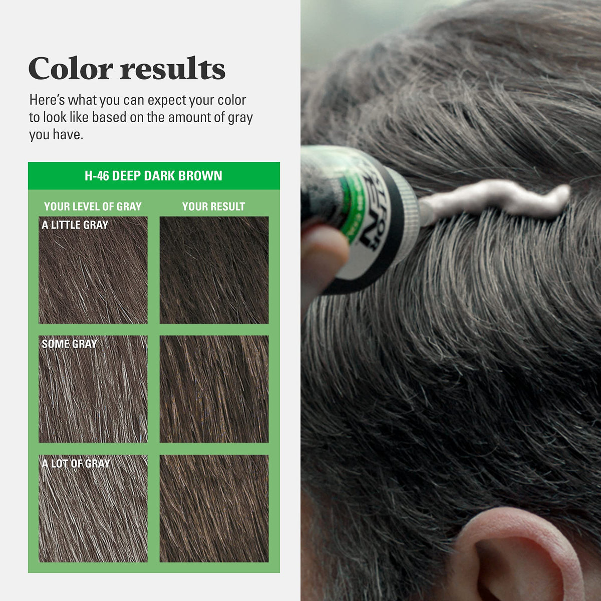 Just for Men Shampoo-In Color Deep Dark Brown H-46 in use on hair