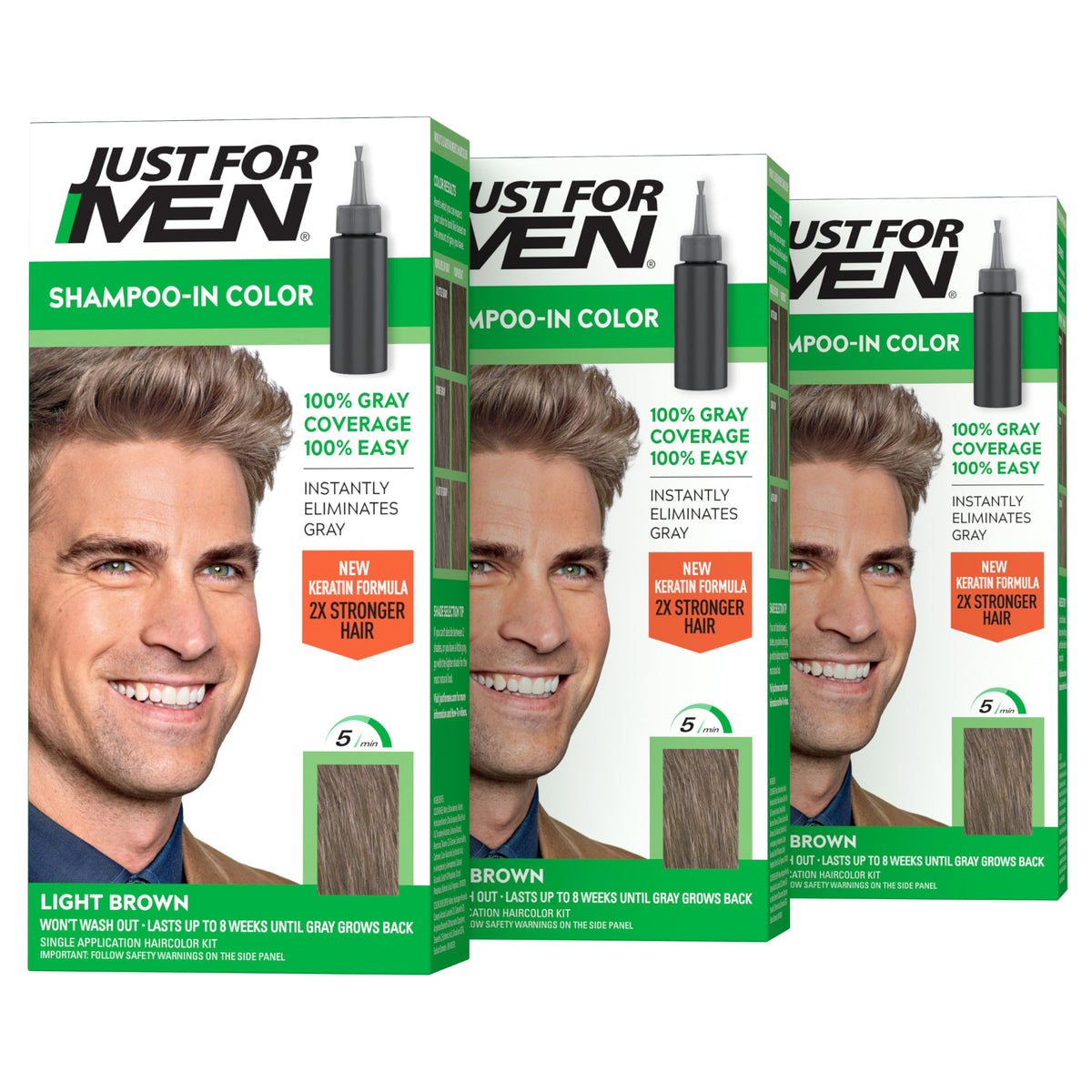 Just for Men Shampoo-In Color Light Brown H-25 front view