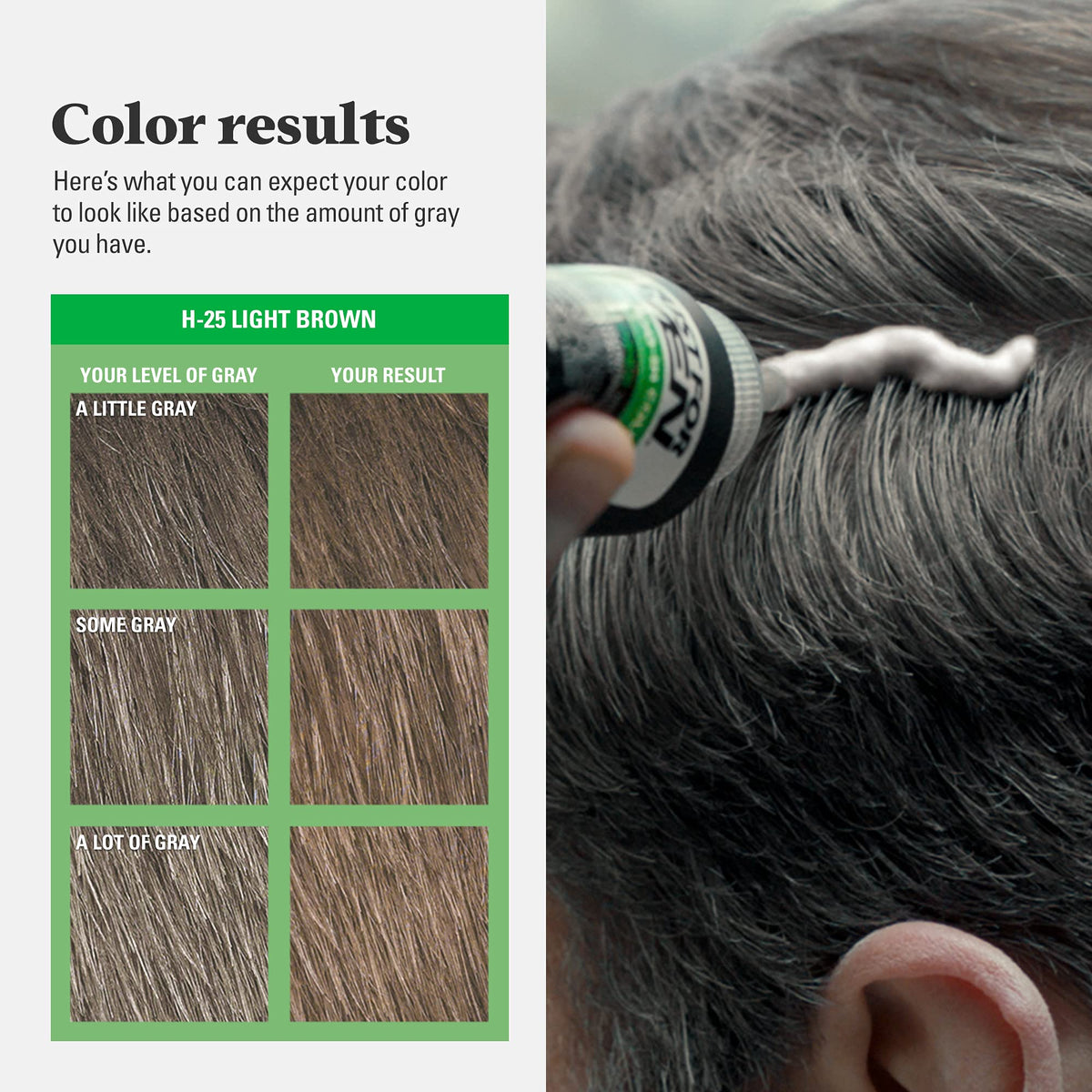 Just for Men Shampoo-In Color Light Brown H-25 shade comparison