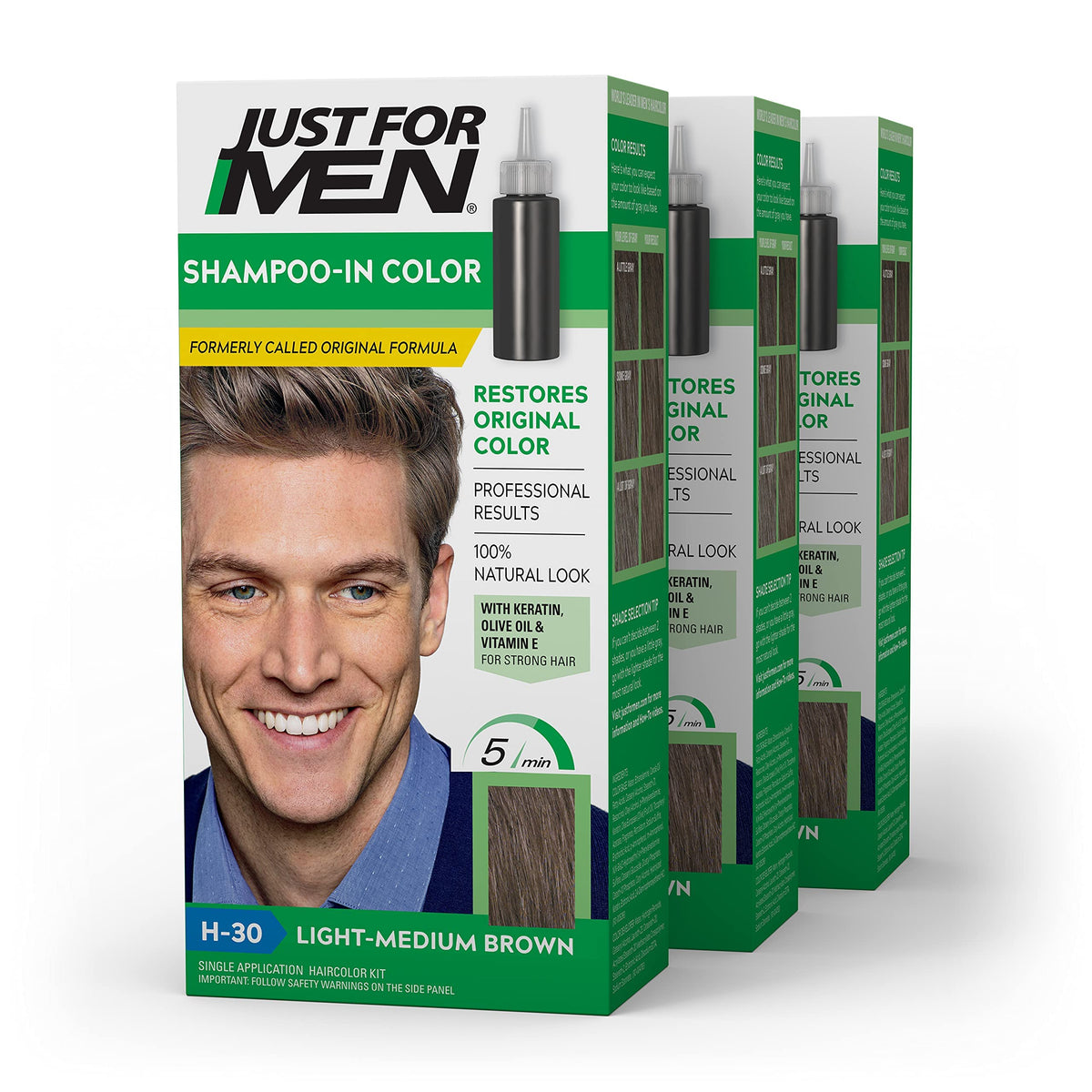 Just for Men Shampoo-In Color Light-Medium Brown H-30 front view