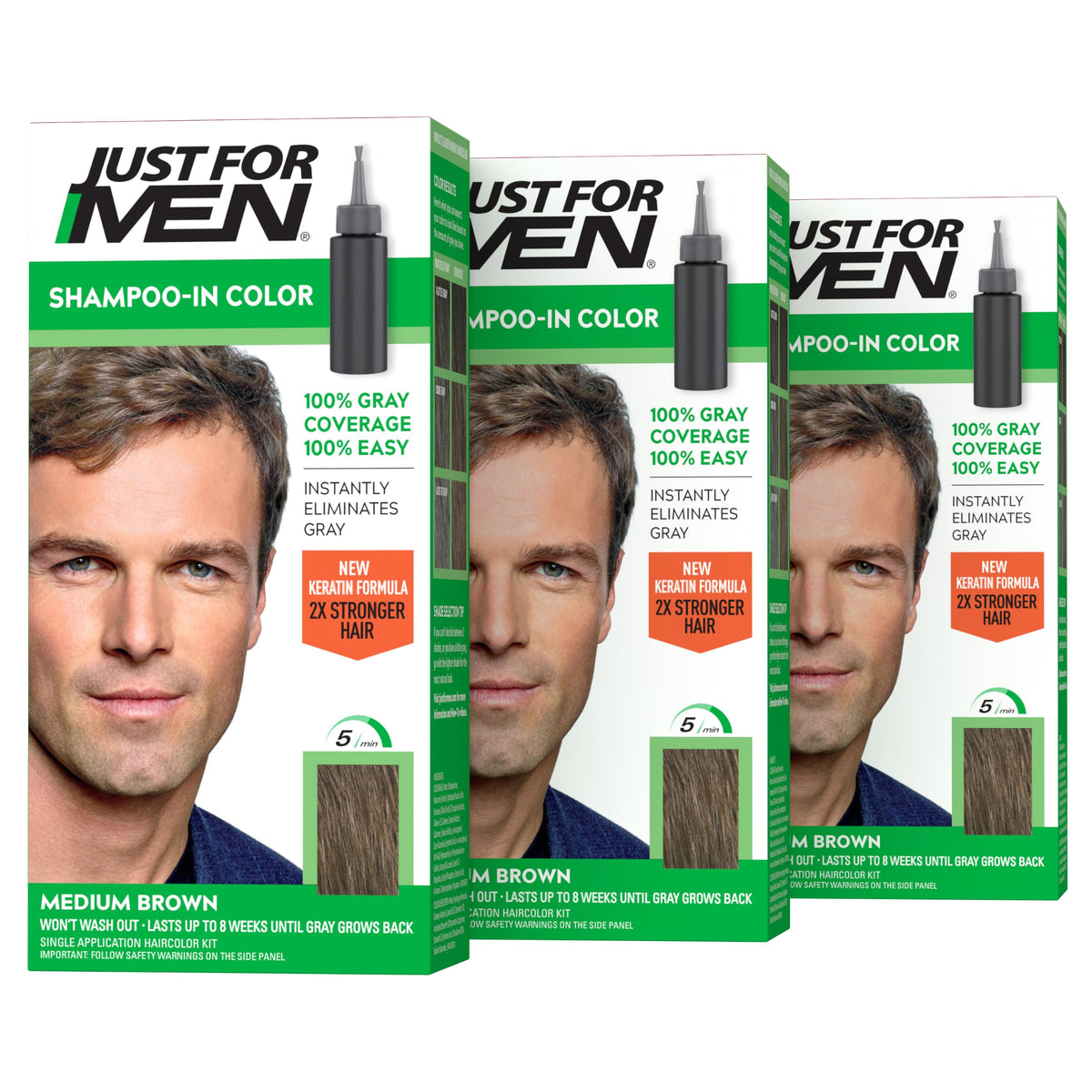 Just for Men Shampoo-In Color Medium Brown H-35 front view