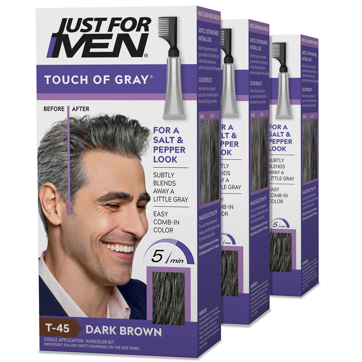 Just for Men Touch of Gray Dark Brown T-45 packaging front view
