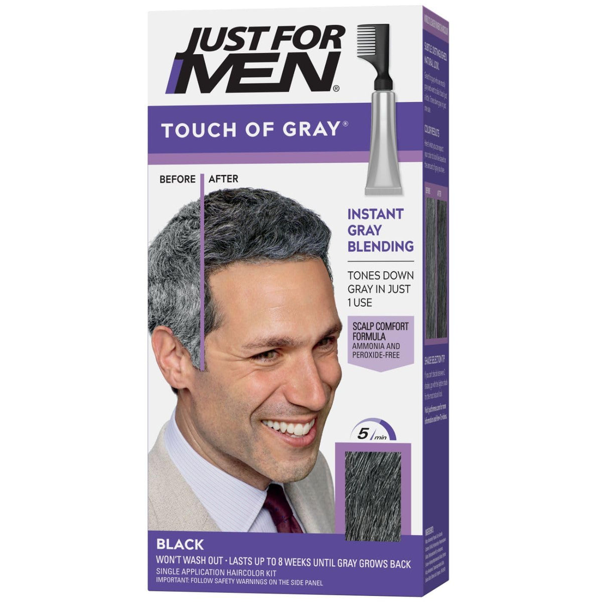 Just for Men Touch of Gray Hair Colour Black T-55 front view