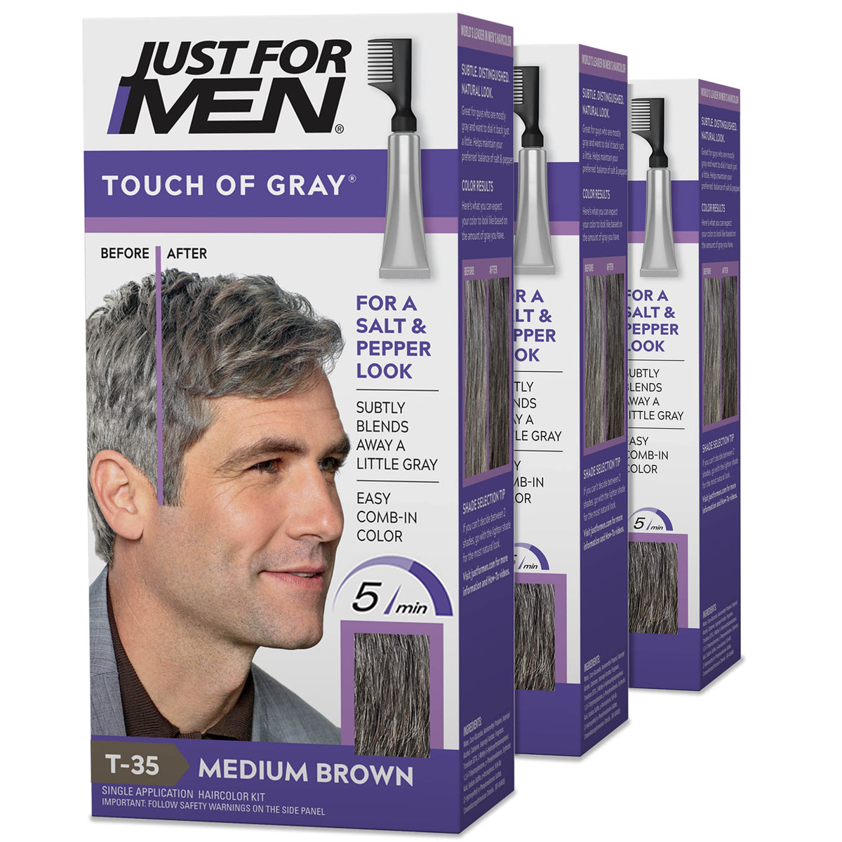 Just for Men Touch of Gray Medium Brown T-35 front view