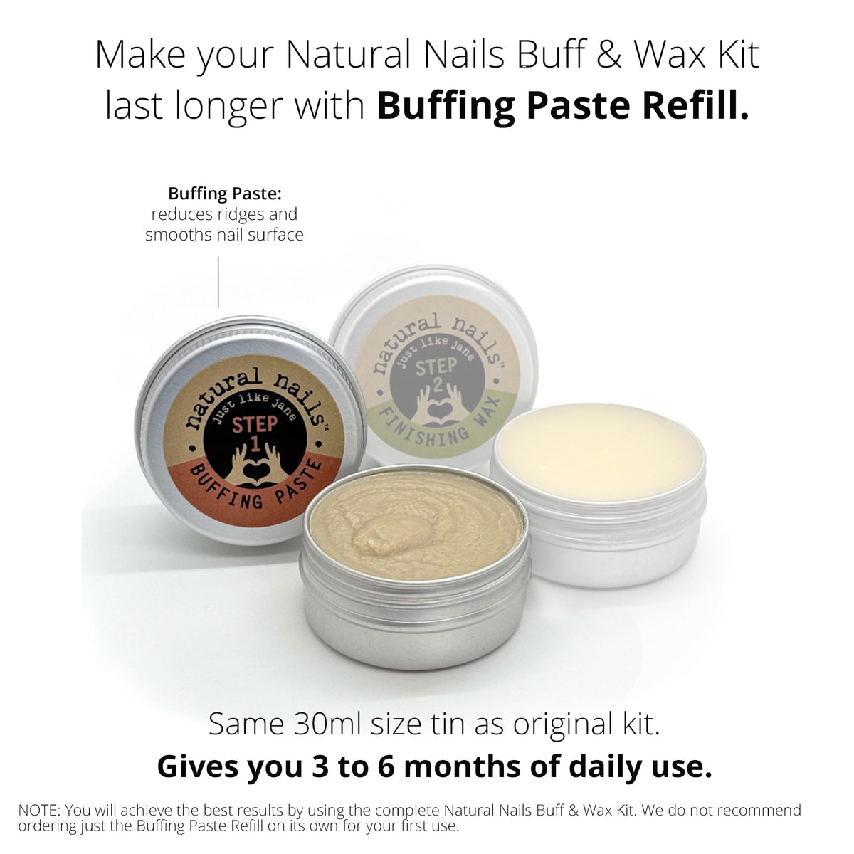 Just Like Jane Natural Nails Gentle Buffing Paste showing texture on a fingertip