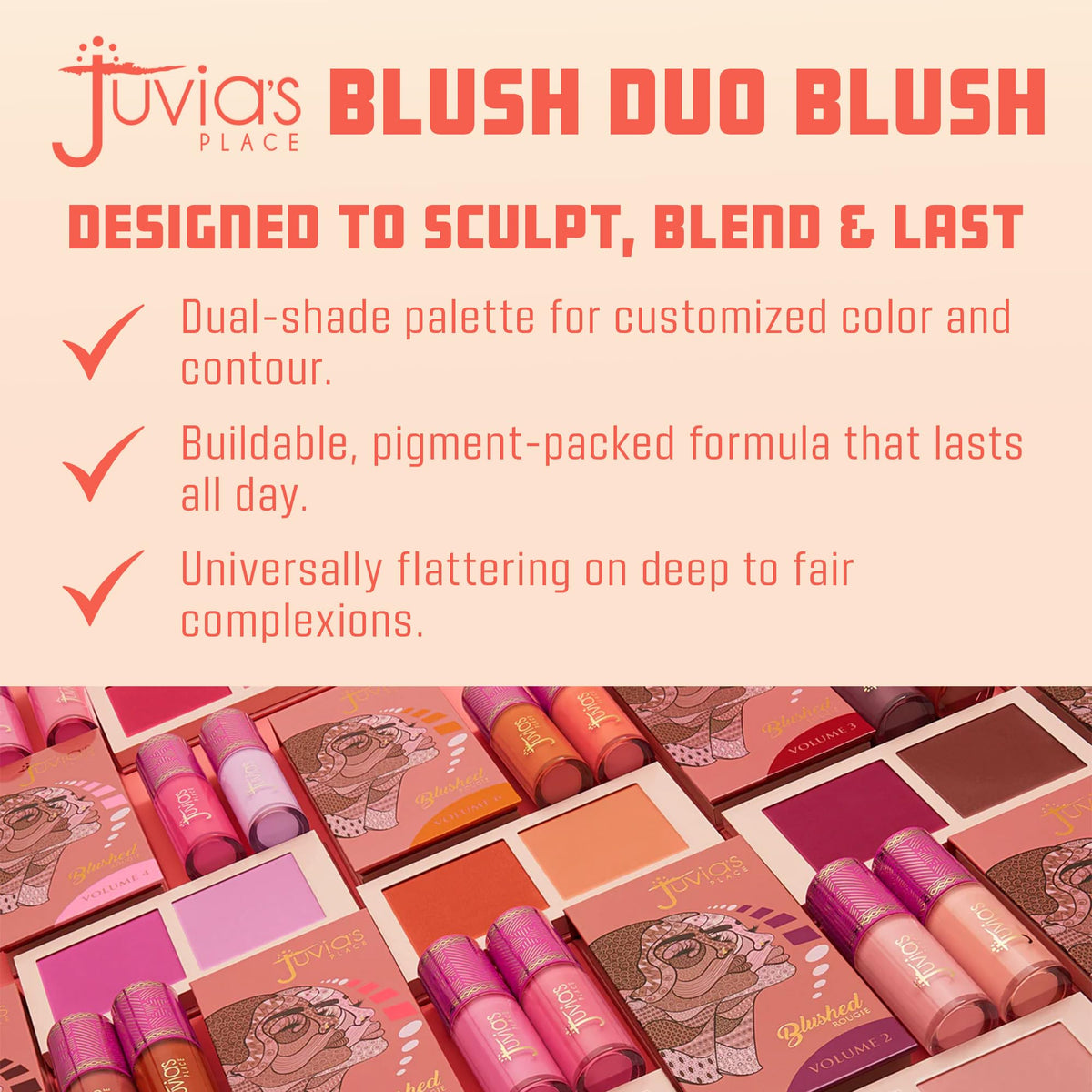 Juvia's Place Duo Blush Vol 6 with makeup brush