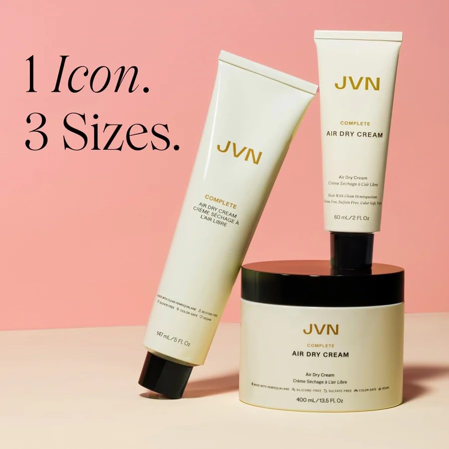 JVN No Heat Complete Air Dry Cream 2 Fl Oz with application on hands