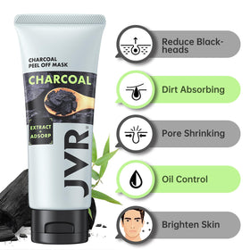 JVR Charcoal Peel Off Face Mask application on skin