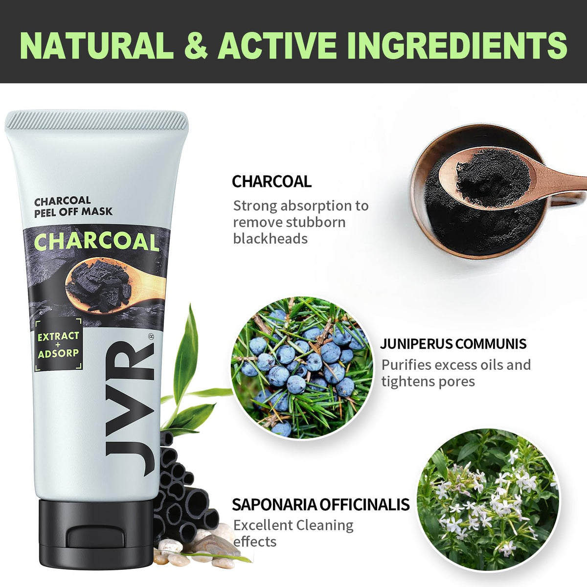 JVR Charcoal Peel Off Face Mask ingredients list