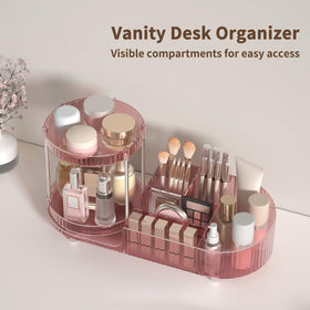 Jywantful 360 Rotating Makeup Organizer on a vanity with cosmetics