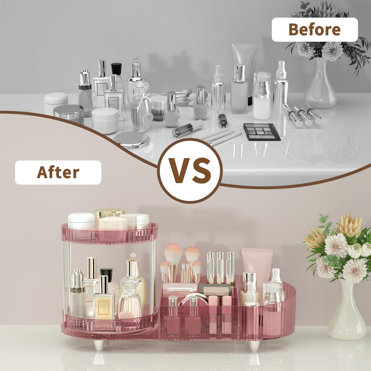 Jywantful 360 Rotating Makeup Organizer packaging in pink box
