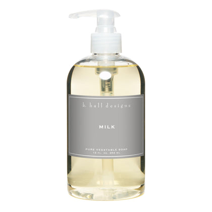 K. Hall Designs Milk Liquid Hand Soap creamy-sweet coconut vanilla front view