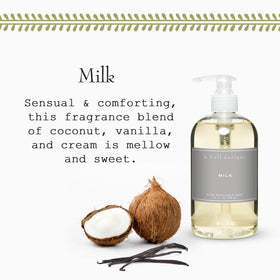 K. Hall Designs Milk Liquid Hand Soap creamy-sweet coconut vanilla side view
