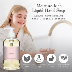 K. Hall Designs Peony Liquid Hand Soap bottle with floral design